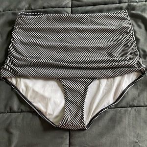 Full Coverage Pin Strip Vintage Swim Bottoms — 3XL